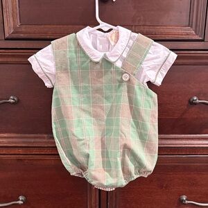 TBBC 2T green plaid boys bubble
